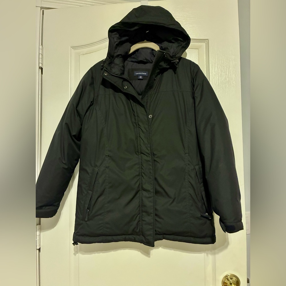 Lands' End Black Down Jacket Black XS